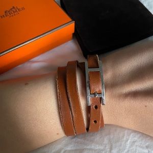 Hermès Hapi 3 Chamonix Leather Bracelet Brown